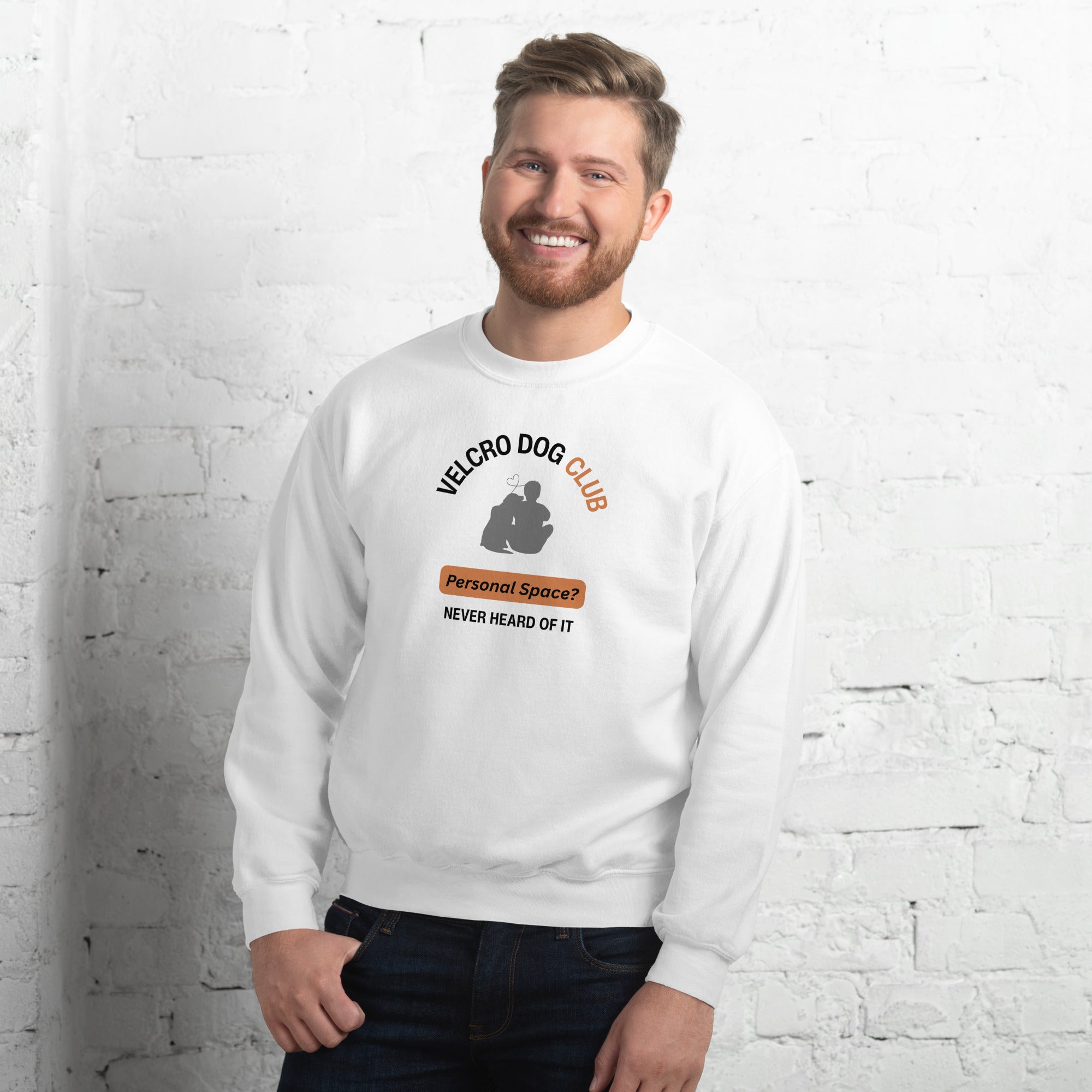 Casual men’s pullover for dog dads, Velcro Dog Club design