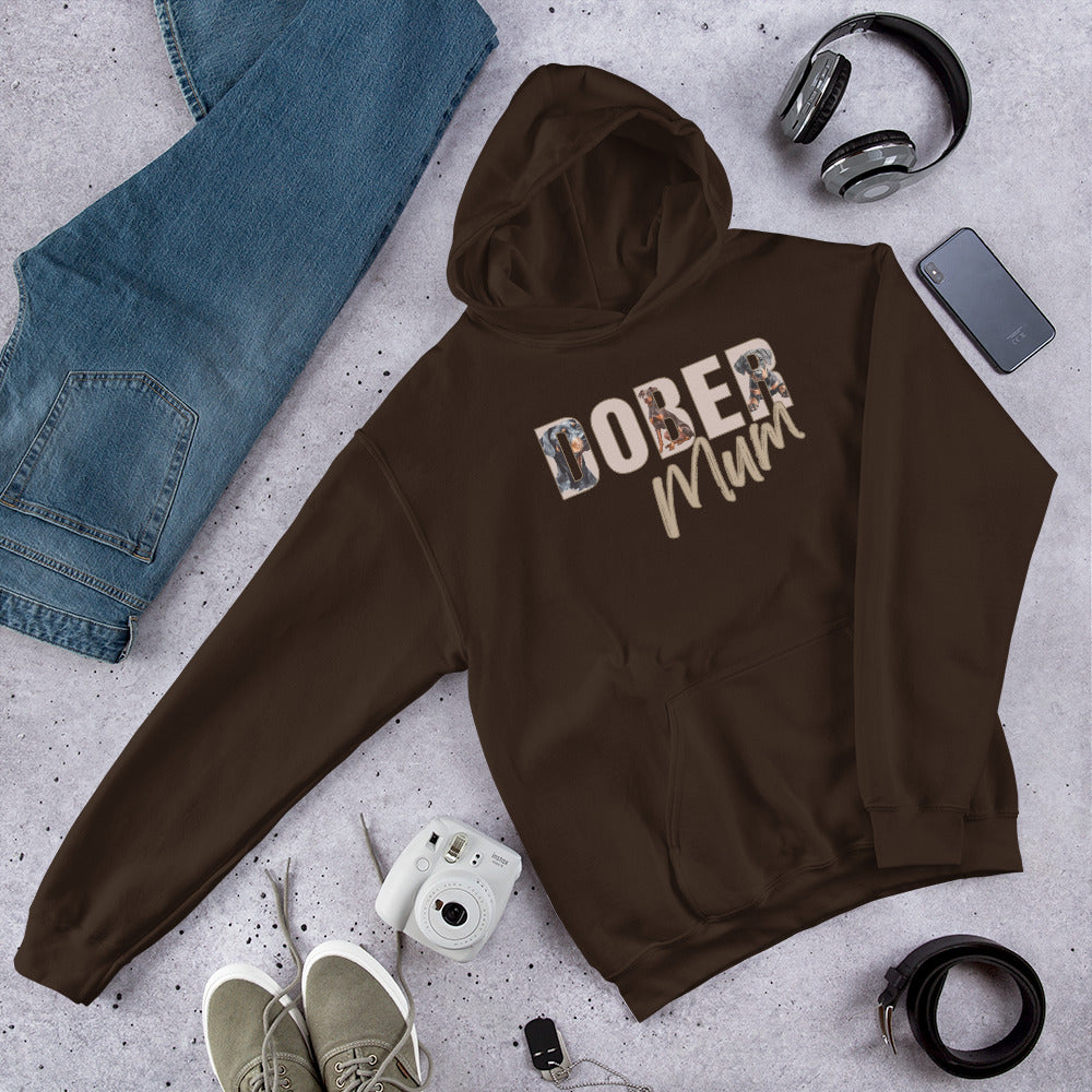 Dober Mum Hoodie – Cosy Unisex Fit with Doberman Lettering Design