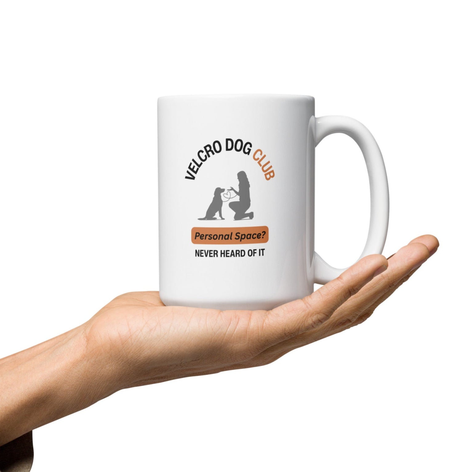 Close-up of dog design on ceramic mug